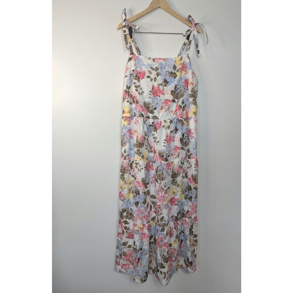 NWT Lane Bryant Floral Tie Strap Tiered Maxi Dress in Spring Bouquet - Picture 2 of 9